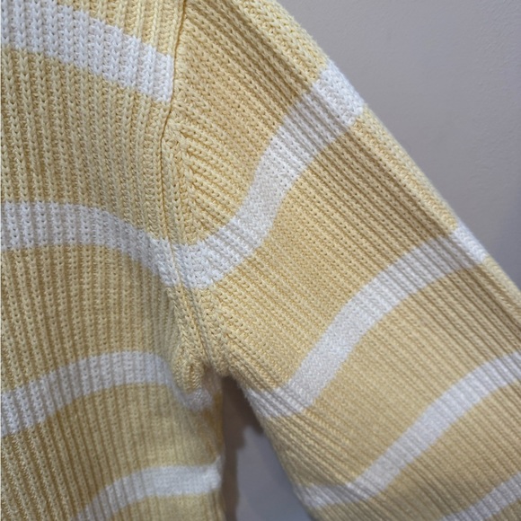 Moussy mock neck sweater cotton blend yellow white striped OS‎ - Picture 4 of 6